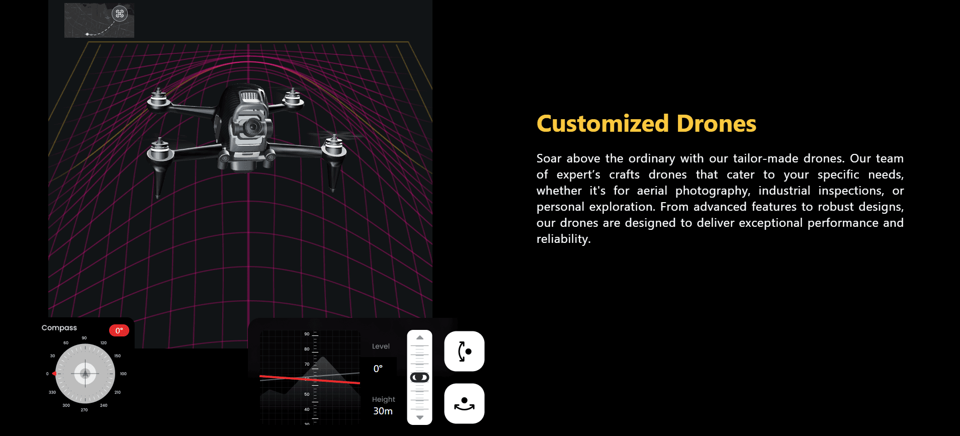 Teific 3D Drone Control Panel Preview